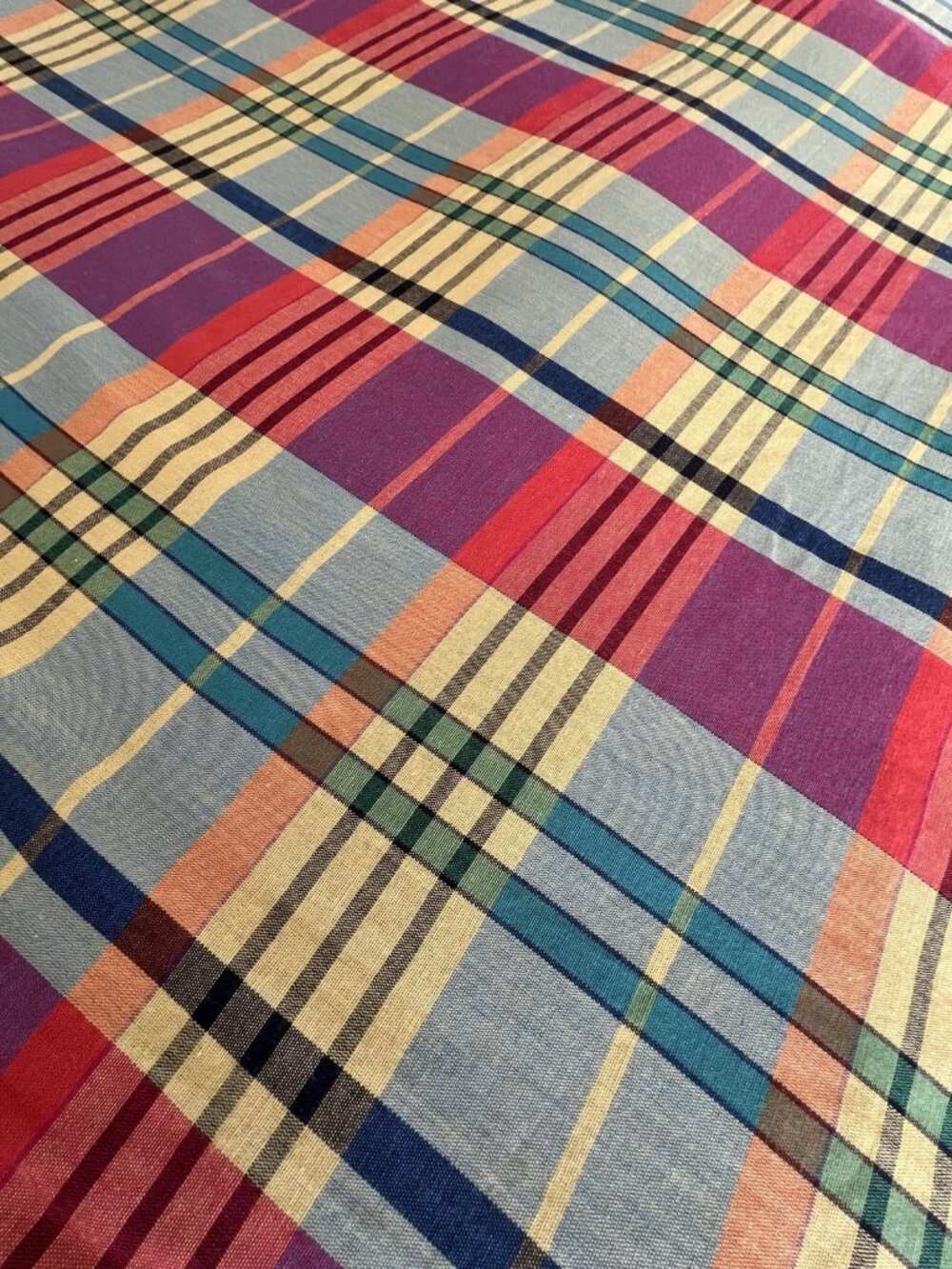 Colorful Plaid Tablecloth 63” x 74” Fiesta Style Cotton Blend Table Linens Color